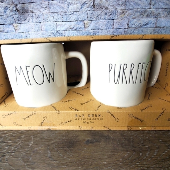 New Rae Dunn MEOW & PURRFECT Mugs - Picture 1 of 3